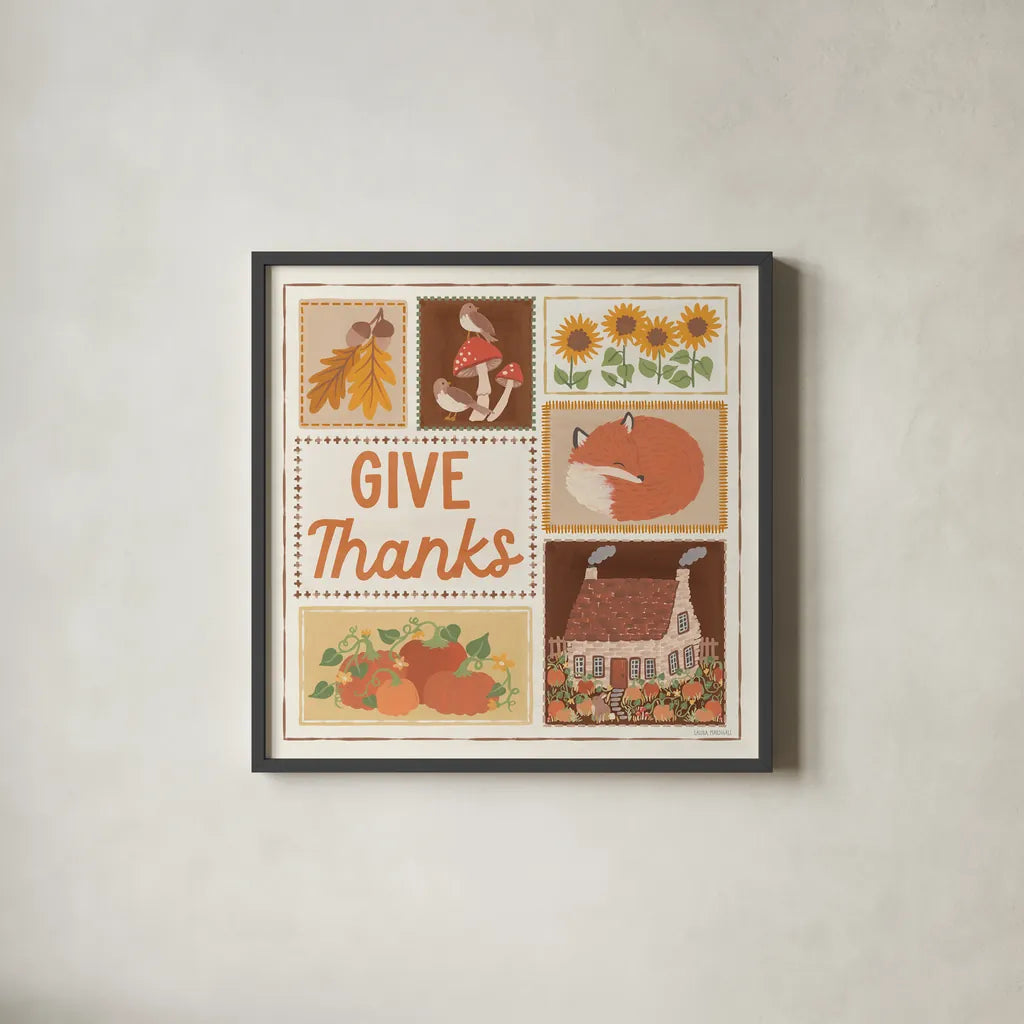 Autumn Days VIII by Laura Marshall. Shown in a sleek black glass frame for a contemporary gallery look. Available as an archival giclee rolled canvas, fine art paper, or poster print. SKU 90586a.