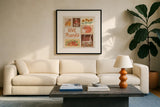 Autumn Days VIII by Laura Marshall. Displayed in a glass frame with matte in a clean modern living room. Available as an archival giclee rolled canvas, fine art paper, or poster print. SKU 90586a.