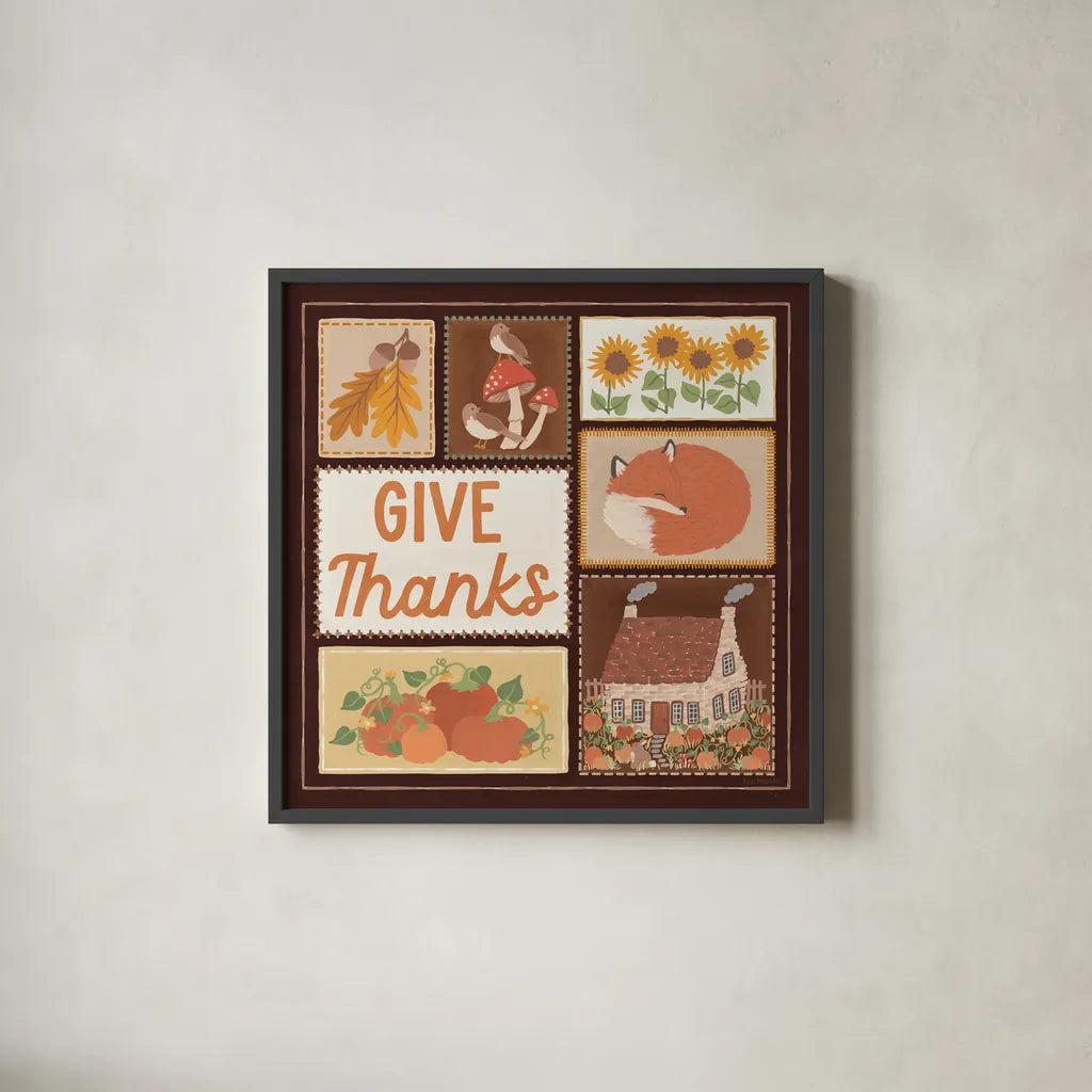 Autumn Days VIII Dark by Laura Marshall. Shown in a sleek black glass frame for a contemporary gallery look. Available as an archival giclee rolled canvas, fine art paper, or poster print. SKU 90597a.