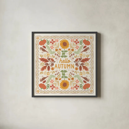 Autumn Days X by Laura Marshall. Shown in a sleek black glass frame for a contemporary gallery look. Available as an archival giclee rolled canvas, fine art paper, or poster print. SKU 90588a.