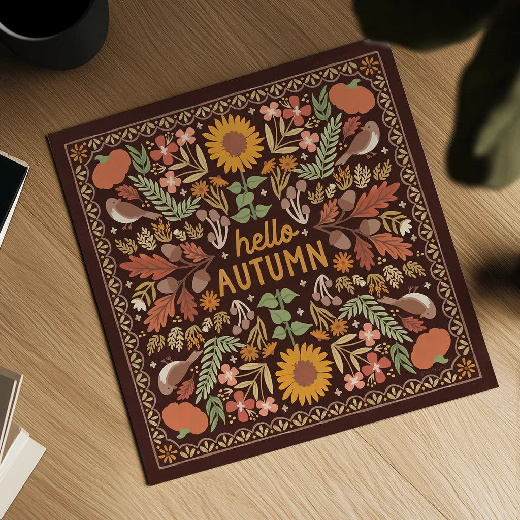 Autumn Days X Dark by Laura Marshall. Shown as a detailed flat fine art print, highlighting archival giclee quality. Available as an archival giclee rolled canvas, fine art paper, or poster print. SKU 90599a.