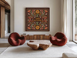 Autumn Days X Dark by Laura Marshall. Shown as extra-large giant wall art in a modern living room. Available as an archival giclee rolled canvas, fine art paper, or poster print. SKU 90599a.