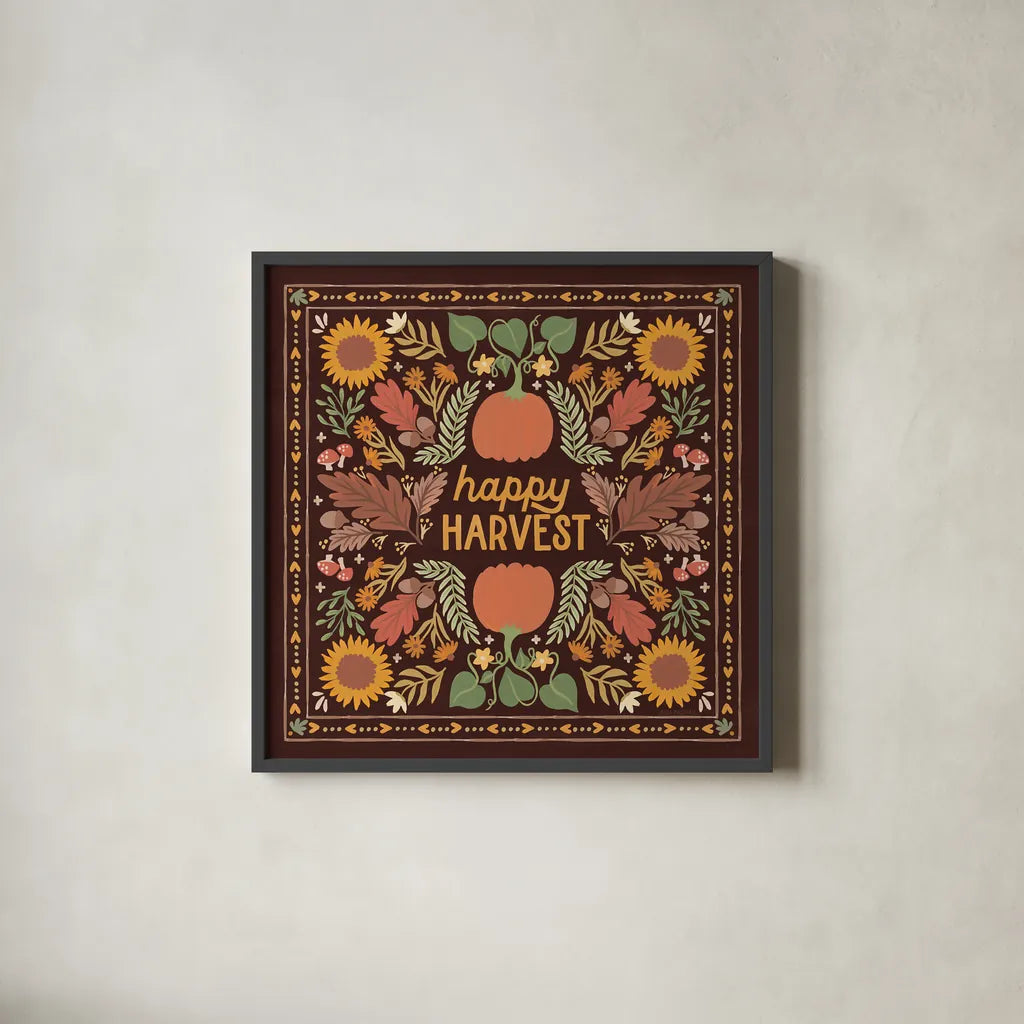 Autumn Days XI Dark by Laura Marshall. Shown in a sleek black glass frame for a contemporary gallery look. Available as an archival giclee rolled canvas, fine art paper, or poster print. SKU 90600a.