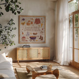 Autumn Enchantment I by Laura Marshall. Shown in a natural wood frame in a cozy modern living room. Available as an archival giclee rolled canvas, fine art paper, or poster print. SKU 31589a.