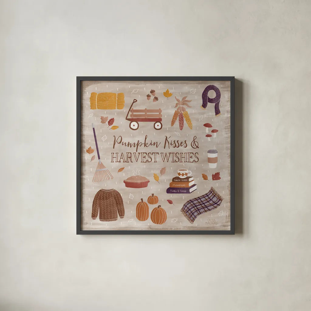 Autumn Enchantment II by Laura Marshall. Shown in a sleek black glass frame for a contemporary gallery look. Available as an archival giclee rolled canvas, fine art paper, or poster print. SKU 31590a.