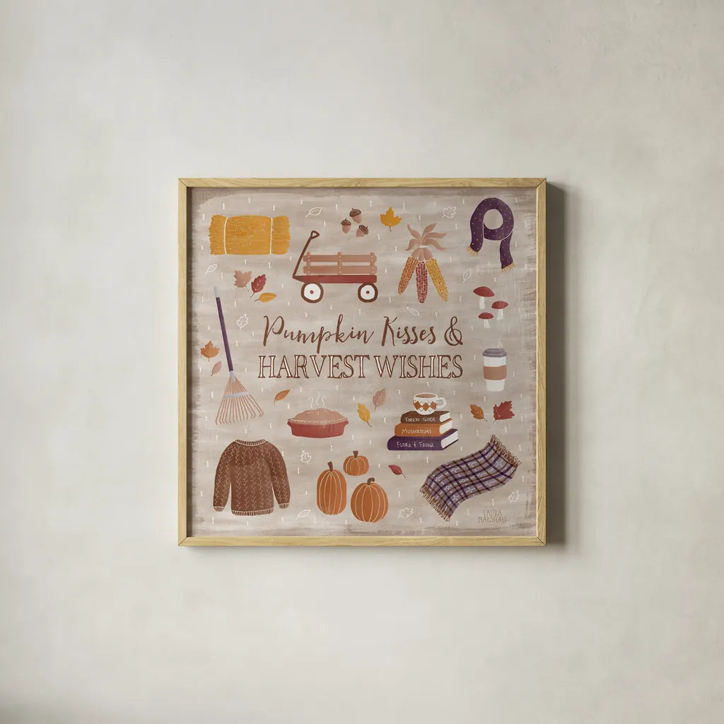 Autumn Enchantment II by Laura Marshall. Shown in a natural wood glass frame for a timeless modern aesthetic. Available as an archival giclee rolled canvas, fine art paper, or poster print. SKU 31590a.