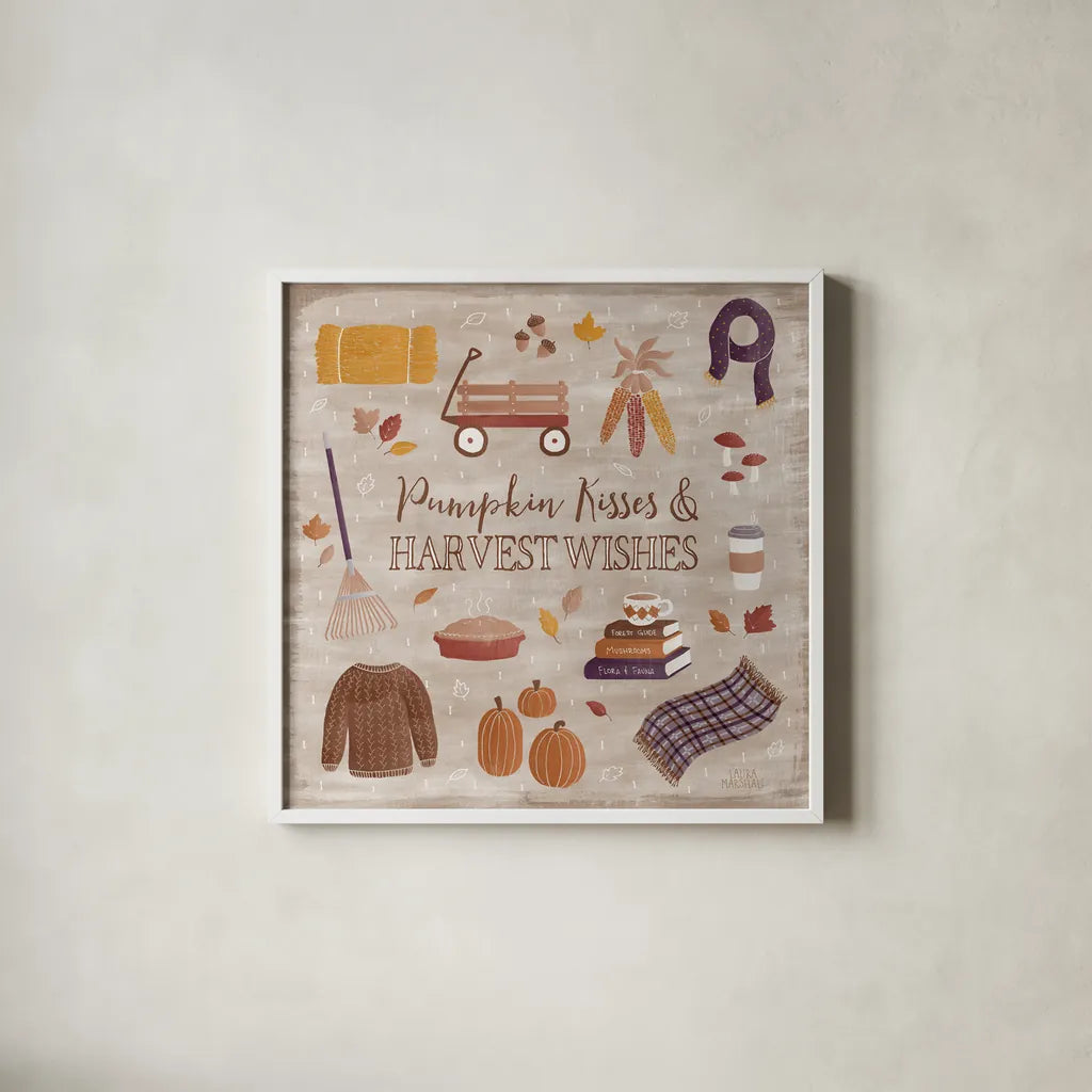 Autumn Enchantment II by Laura Marshall. Shown in a crisp white glass frame for a clean and minimalist style. Available as an archival giclee rolled canvas, fine art paper, or poster print. SKU 31590a.