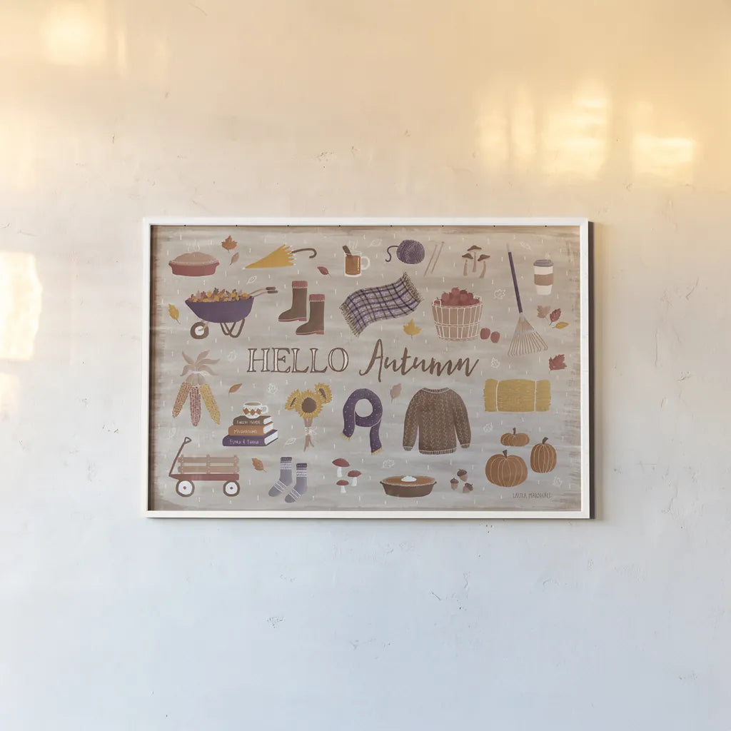 Autumn Enchantment III by Laura Marshall. shown as a paper print in a white frame. Available as a archival giclee rolled canvas, fine art paper, or poster print. SKU 31591i.