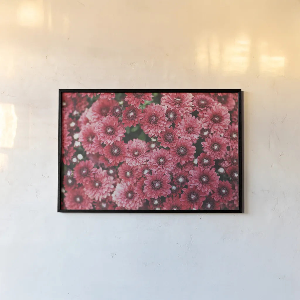 Autumn Flowers I by Laura Marshall. shown as a paper print in a black flame. Available as a archival giclee rolled canvas, fine art paper, or poster print. SKU 63257i.