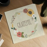 Autumn Garden Grateful by Laura Marshall. Shown as a detailed flat fine art print, highlighting archival giclee quality. Available as an archival giclee rolled canvas, fine art paper, or poster print. SKU 36816a.
