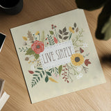 Autumn Garden I by Laura Marshall. Shown as a detailed flat fine art print, highlighting archival giclee quality. Available as an archival giclee rolled canvas, fine art paper, or poster print. SKU 35867a.