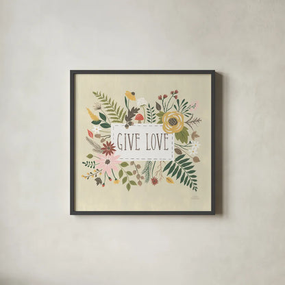 Autumn Garden II by Laura Marshall. Shown in a sleek black glass frame for a contemporary gallery look. Available as an archival giclee rolled canvas, fine art paper, or poster print. SKU 35868a.