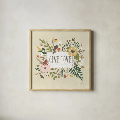 Autumn Garden II by Laura Marshall. Shown in a natural wood glass frame for a timeless modern aesthetic. Available as an archival giclee rolled canvas, fine art paper, or poster print. SKU 35868a.