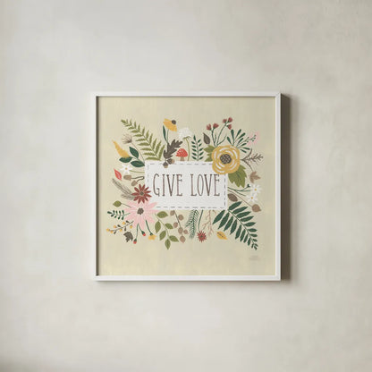 Autumn Garden II by Laura Marshall. Shown in a crisp white glass frame for a clean and minimalist style. Available as an archival giclee rolled canvas, fine art paper, or poster print. SKU 35868a.