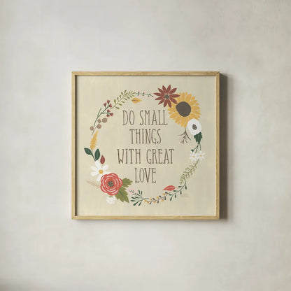 Autumn Garden III by Laura Marshall. Shown in a natural wood glass frame for a timeless modern aesthetic. Available as an archival giclee rolled canvas, fine art paper, or poster print. SKU 35869a.