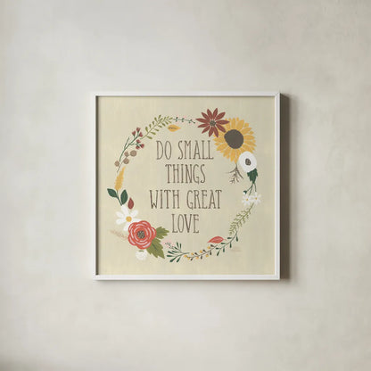 Autumn Garden III by Laura Marshall. Shown in a crisp white glass frame for a clean and minimalist style. Available as an archival giclee rolled canvas, fine art paper, or poster print. SKU 35869a.