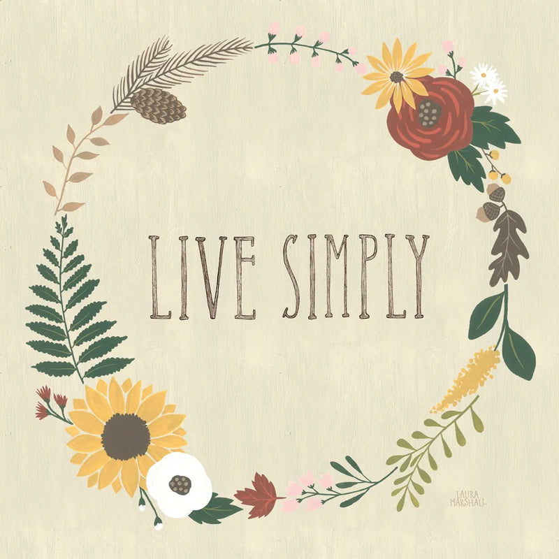 Autumn Garden Live Simply by Laura Marshall. SKU 36819a. Archival Giclee Fine art print for wall decor.