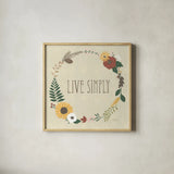 Autumn Garden Live Simply by Laura Marshall. Shown in a natural wood glass frame for a timeless modern aesthetic. Available as an archival giclee rolled canvas, fine art paper, or poster print. SKU 36819a.