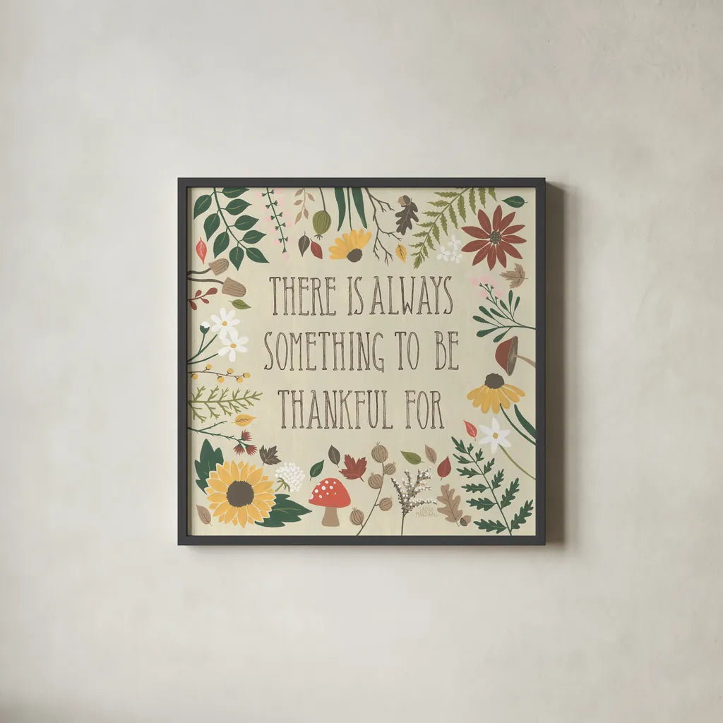 Autumn Garden V by Laura Marshall. Shown in a sleek black glass frame for a contemporary gallery look. Available as an archival giclee rolled canvas, fine art paper, or poster print. SKU 35871a.