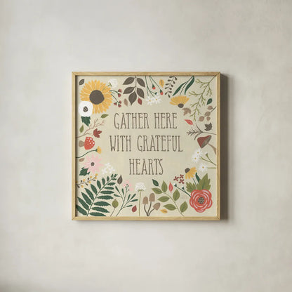 Autumn Garden VI by Laura Marshall. Shown in a natural wood glass frame for a timeless modern aesthetic. Available as an archival giclee rolled canvas, fine art paper, or poster print. SKU 35872a.