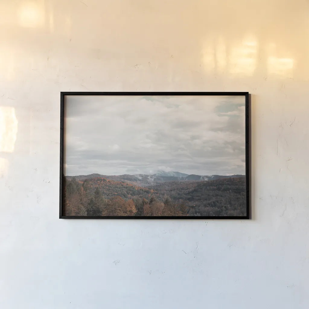 Autumn Hills I by Laura Marshall. shown as a paper print in a black flame. Available as a archival giclee rolled canvas, fine art paper, or poster print. SKU 68099i.