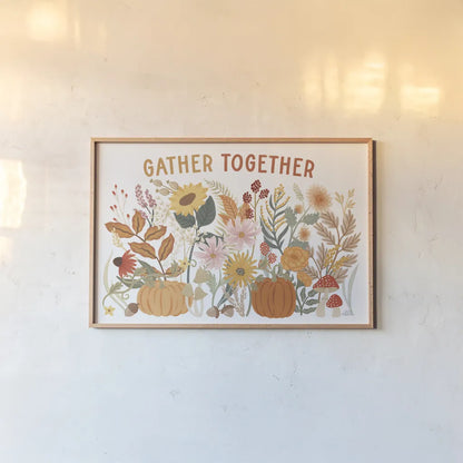 Autumn Meadow I by Laura Marshall. shown as a paper print in a natural frame. Available as a archival giclee rolled canvas, fine art paper, or poster print. SKU 82121i.