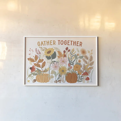 Autumn Meadow I by Laura Marshall. shown as a paper print in a white frame. Available as a archival giclee rolled canvas, fine art paper, or poster print. SKU 82121i.