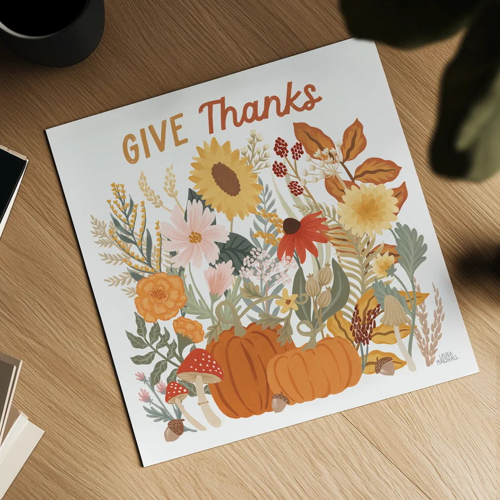 Autumn Meadow III by Laura Marshall. Shown as a detailed flat fine art print, highlighting archival giclee quality. Available as an archival giclee rolled canvas, fine art paper, or poster print. SKU 82123a.