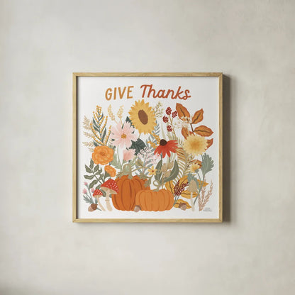 Autumn Meadow III by Laura Marshall. Shown in a natural wood glass frame for a timeless modern aesthetic. Available as an archival giclee rolled canvas, fine art paper, or poster print. SKU 82123a.