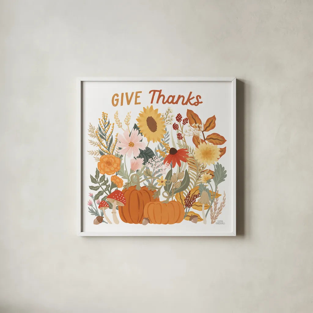 Autumn Meadow III by Laura Marshall. Shown in a crisp white glass frame for a clean and minimalist style. Available as an archival giclee rolled canvas, fine art paper, or poster print. SKU 82123a.