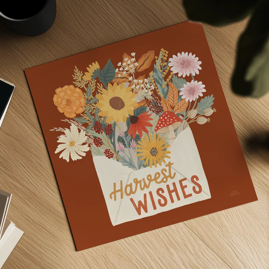 Autumn Meadow V by Laura Marshall. Shown as a detailed flat fine art print, highlighting archival giclee quality. Available as an archival giclee rolled canvas, fine art paper, or poster print. SKU 82125a.