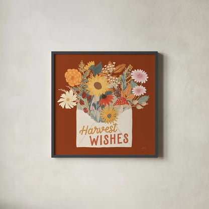 Autumn Meadow V by Laura Marshall. Shown in a sleek black glass frame for a contemporary gallery look. Available as an archival giclee rolled canvas, fine art paper, or poster print. SKU 82125a.