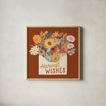 Autumn Meadow V by Laura Marshall. Shown in a natural wood glass frame for a timeless modern aesthetic. Available as an archival giclee rolled canvas, fine art paper, or poster print. SKU 82125a.