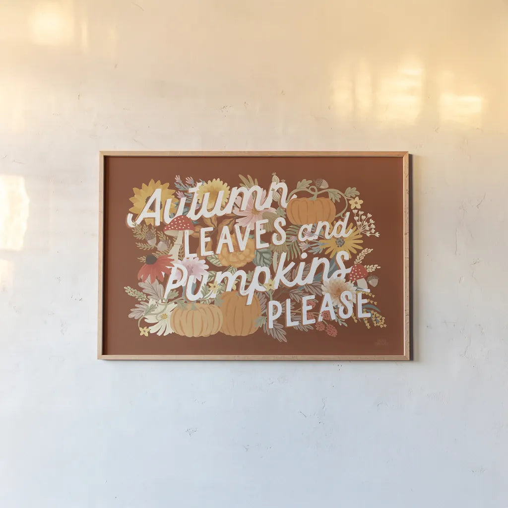 Autumn Meadow VI by Laura Marshall. shown as a paper print in a natural frame. Available as a archival giclee rolled canvas, fine art paper, or poster print. SKU 82126i.