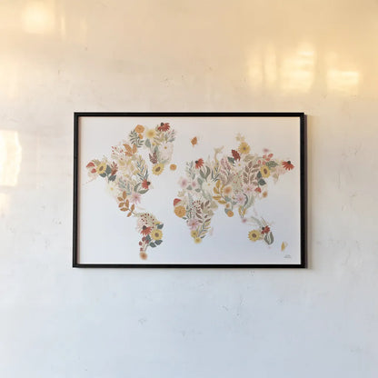 Autumn Meadow World by Laura Marshall. shown as a paper print in a black flame. Available as a archival giclee rolled canvas, fine art paper, or poster print. SKU 83484i.