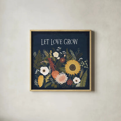 Autumn Romance I by Laura Marshall. Shown in a natural wood glass frame for a timeless modern aesthetic. Available as an archival giclee rolled canvas, fine art paper, or poster print. SKU 38456a.