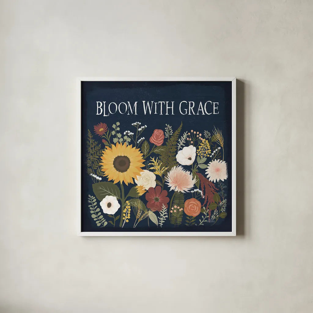 Autumn Romance II by Laura Marshall. Shown in a crisp white glass frame for a clean and minimalist style. Available as an archival giclee rolled canvas, fine art paper, or poster print. SKU 38457a.