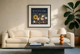 Autumn Romance II by Laura Marshall. Displayed in a glass frame with matte in a clean modern living room. Available as an archival giclee rolled canvas, fine art paper, or poster print. SKU 38457a.