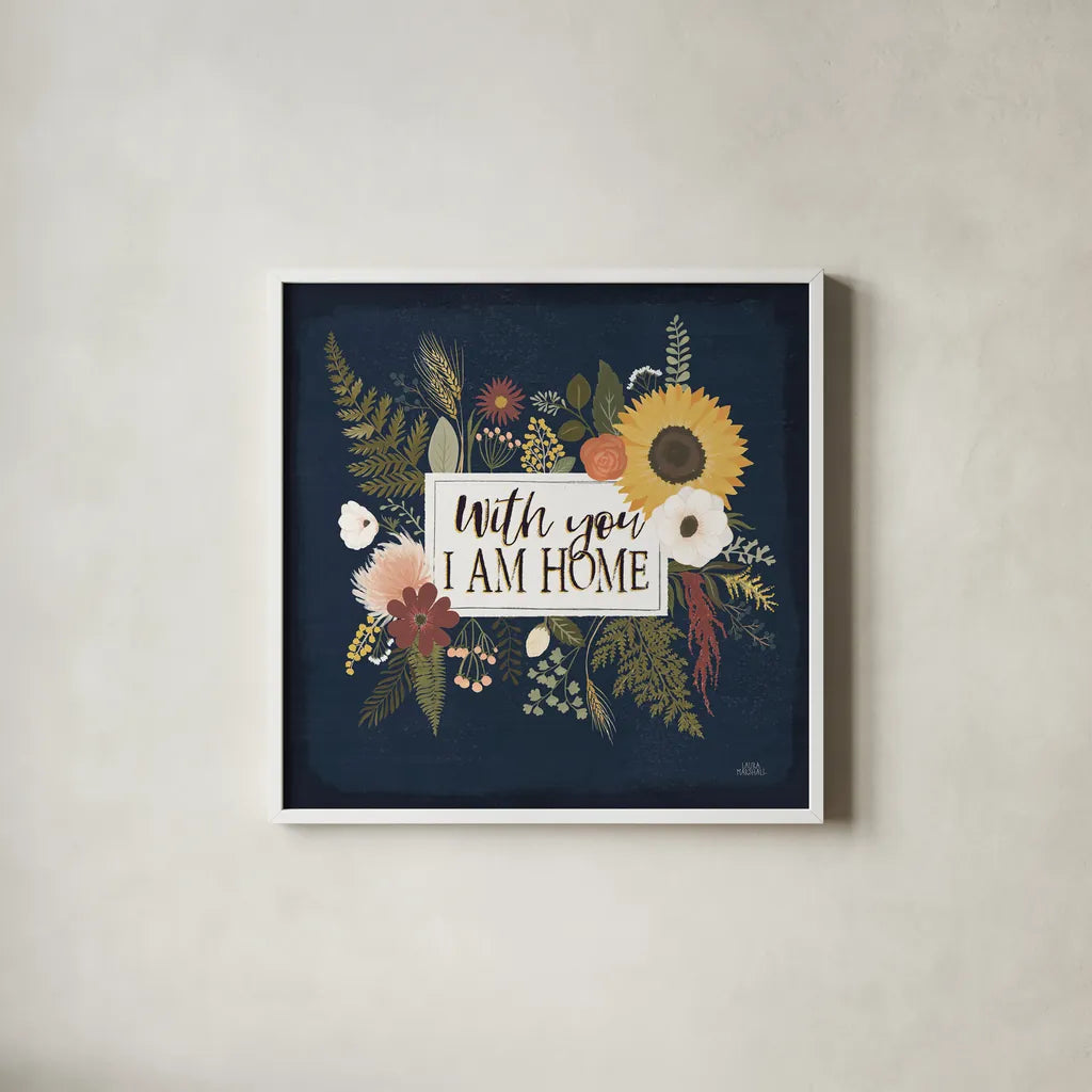 Autumn Romance III by Laura Marshall. Shown in a crisp white glass frame for a clean and minimalist style. Available as an archival giclee rolled canvas, fine art paper, or poster print. SKU 38458a.