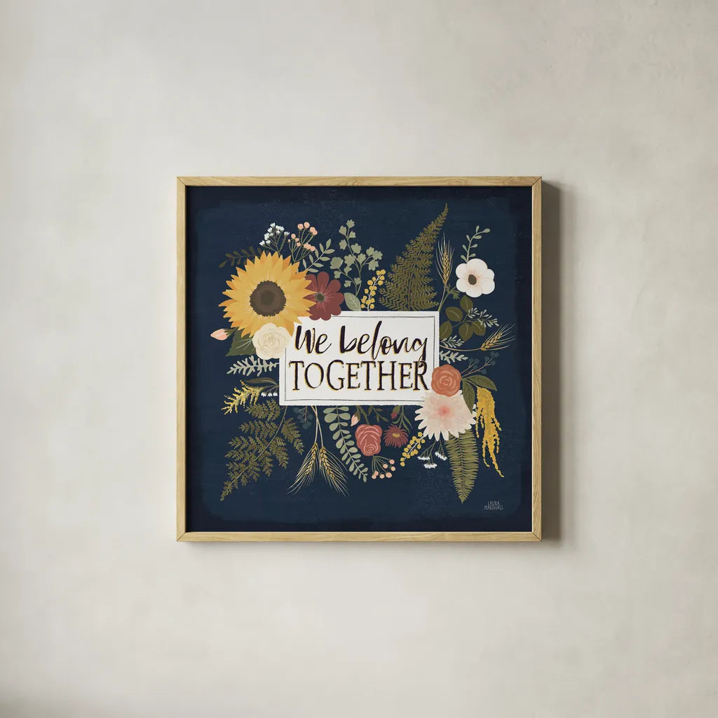 Autumn Romance IV by Laura Marshall. Shown in a natural wood glass frame for a timeless modern aesthetic. Available as an archival giclee rolled canvas, fine art paper, or poster print. SKU 38459a.