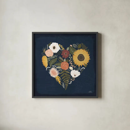 Autumn Romance IX by Laura Marshall. Shown in a sleek black glass frame for a contemporary gallery look. Available as an archival giclee rolled canvas, fine art paper, or poster print. SKU 38464a.