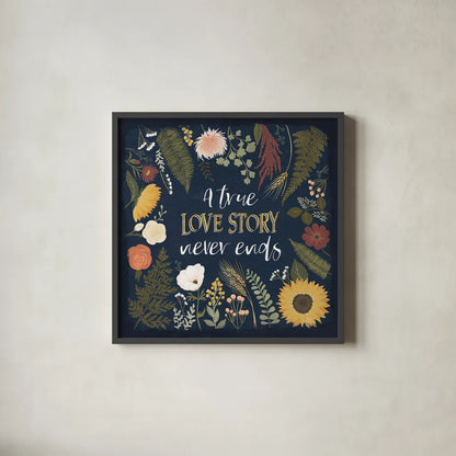 Autumn Romance V by Laura Marshall. Shown in a sleek black glass frame for a contemporary gallery look. Available as an archival giclee rolled canvas, fine art paper, or poster print. SKU 38460a.