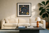 Autumn Romance V by Laura Marshall. Displayed in a glass frame with matte in a clean modern living room. Available as an archival giclee rolled canvas, fine art paper, or poster print. SKU 38460a.
