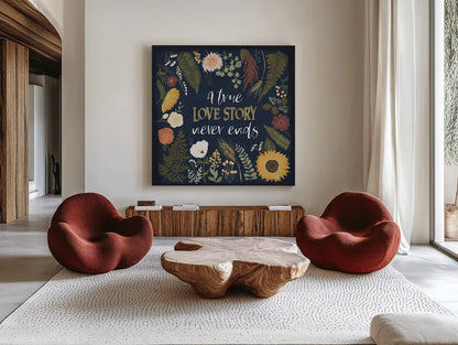 Autumn Romance V by Laura Marshall. Shown as extra-large giant wall art in a modern living room. Available as an archival giclee rolled canvas, fine art paper, or poster print. SKU 38460a.
