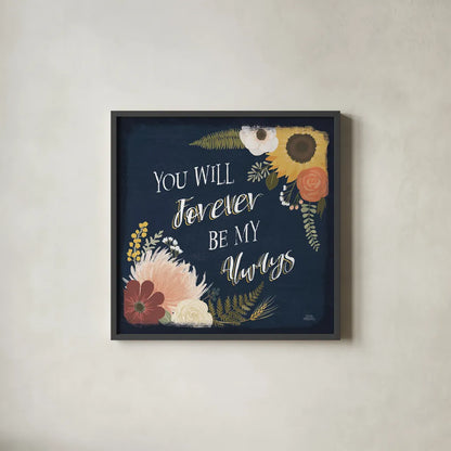 Autumn Romance VII by Laura Marshall. Shown in a sleek black glass frame for a contemporary gallery look. Available as an archival giclee rolled canvas, fine art paper, or poster print. SKU 38462a.