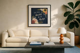 Autumn Romance VII by Laura Marshall. Displayed in a glass frame with matte in a clean modern living room. Available as an archival giclee rolled canvas, fine art paper, or poster print. SKU 38462a.