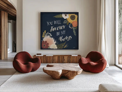 Autumn Romance VII by Laura Marshall. Shown as extra-large giant wall art in a modern living room. Available as an archival giclee rolled canvas, fine art paper, or poster print. SKU 38462a.