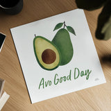 Avo Party II by Laura Marshall. Shown as a detailed flat fine art print, highlighting archival giclee quality. Available as an archival giclee rolled canvas, fine art paper, or poster print. SKU 76849a.