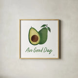 Avo Party II by Laura Marshall. Shown in a natural wood glass frame for a timeless modern aesthetic. Available as an archival giclee rolled canvas, fine art paper, or poster print. SKU 76849a.
