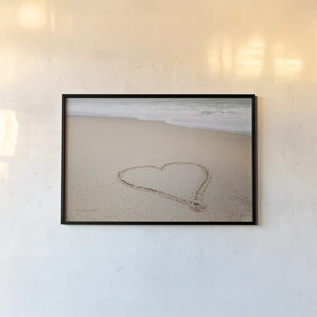 Beach Love I by Laura Marshall. shown as a paper print in a black flame. Available as a archival giclee rolled canvas, fine art paper, or poster print. SKU 39637i.